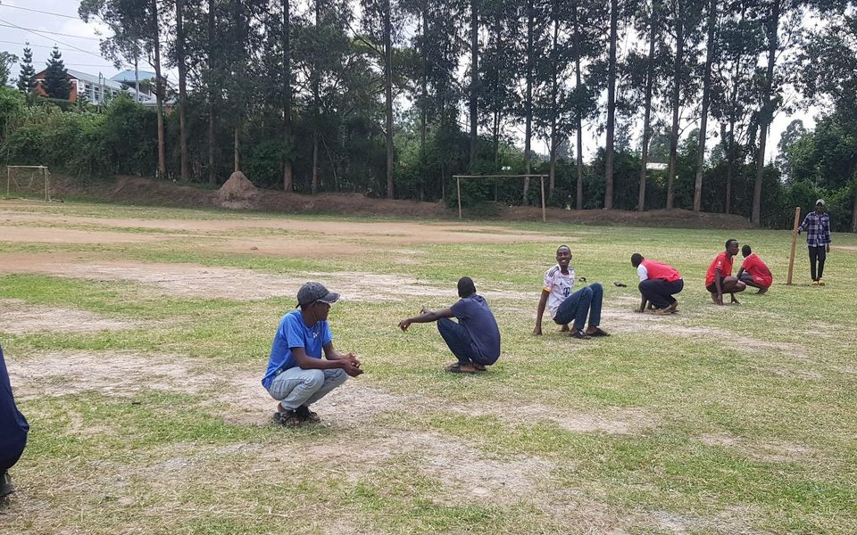 A Kho Kho demonstration on the practice court