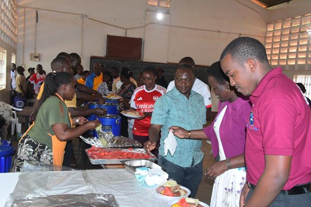 Food is served to participants