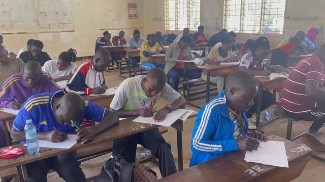 Participants working through their papers