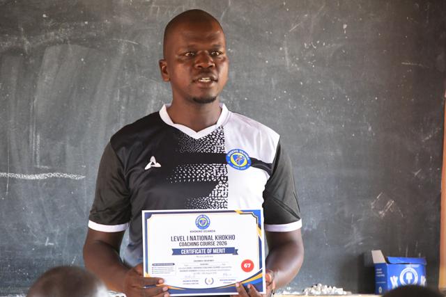 A participant holds his Level 1 National Kho Kho Coaching Course certificate