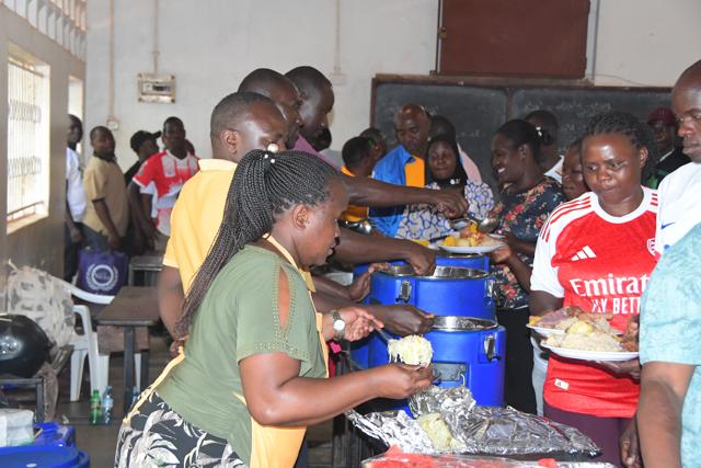 Food is served to participants