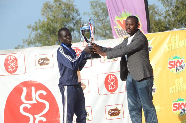 A trophy is presented to a team captain